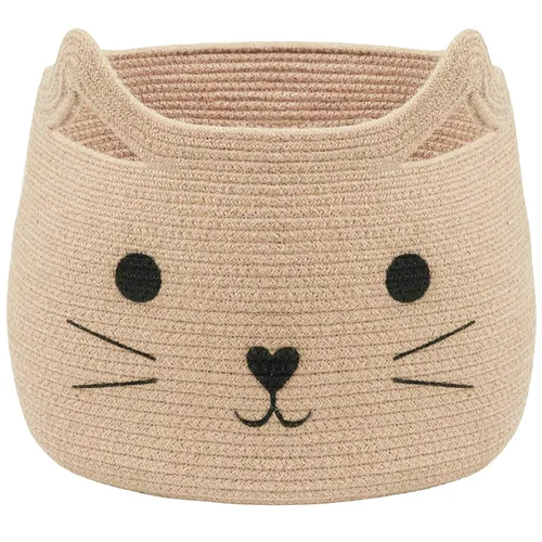 Miniatura 13 de VK VK·LIVING Cesta Grande de Juguetes para Gatos con Asas 15" L x 14" H Caja de Juguetes de Cuerda de Algodón con Diseño de Gato Negro, Cesta