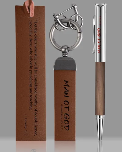 Miniatura 7 de Regalos cristianos para hombres, juego de regalo de agradecimiento al pastor, llavero y bolígrafo del hombre de Dios, regalos religiosos para papá