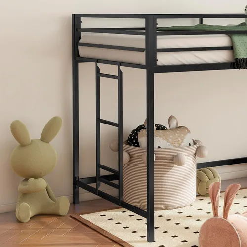 Miniatura 6 de Cama baja de tamaño individual para niños, cama alta para niños, tamaño individual, marco de cama de metal para niños y niñas, cama baja junior