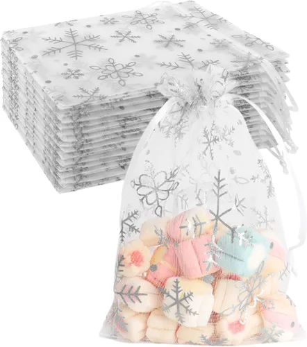 Miniatura 9 de Bolsas de organza, bolsa de organza transparente, 50 unidades, pequeñas bolsas de organza con cordón de 3 x 4 pulgadas, bolsas de regalo de joyería