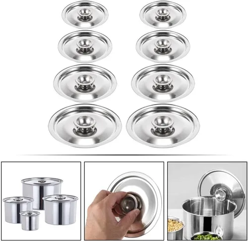Miniatura 2 de Cabilock Cubierta de taza de café de acero inoxidable 8 unids tapas de tapa de taza de agua de metal tapa de taza de té 3.9 in 4.7 in 5.5 in 6.3 in