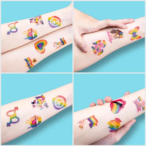 Miniatura 7 de 96 tatuajes temporales LGBT del mes del orgullo feliz para niños, calcomanías de tatuaje falsas seguras para la piel para niños y niñas Bonitos