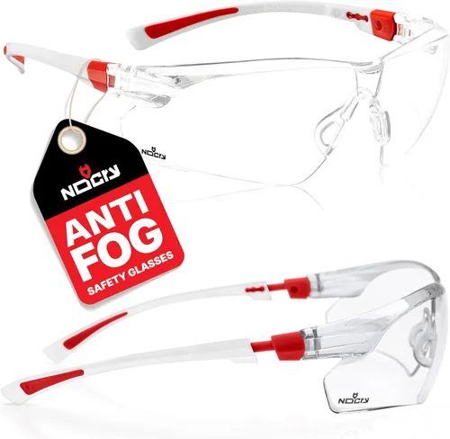 NoCry Gafas de seguridad transparentes para hombres y mujeres; gafas de trabajo ligeras con marcos ajustables y agarres antideslizantes; gafas de