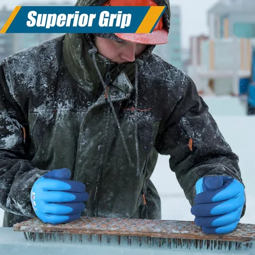 Miniatura 5 de Guantes de trabajo de invierno impermeables para hombre Guantes térmicos aislados Guantes cálidos de congelador para trabajo en clima frío