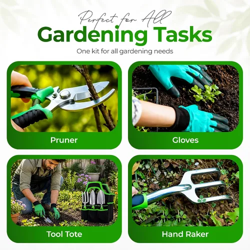 Miniatura 5 de Juego de 8 herramientas de jardinería con bolsa Herramientas de mano resistentes y a prueba de óxido con mangos de plástico incluye 15 etiquetas