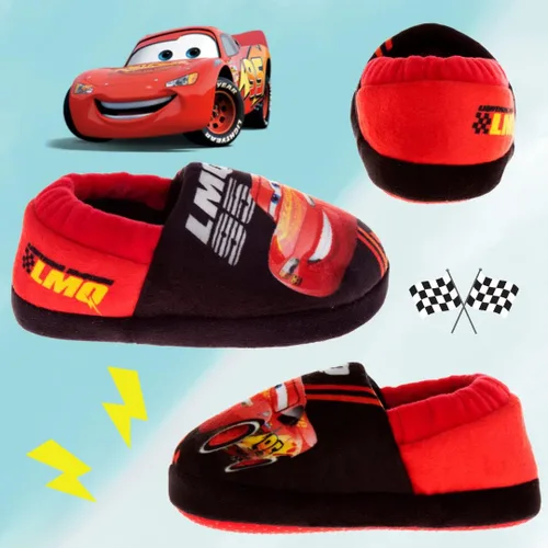 Miniatura 4 de Disney Lightning McQueen and Buzz Lightyear - Pantuflas de pijama para niños Pantuflas de felpa cálidas de doble tamaño para interiores