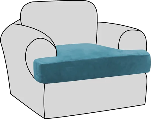 Miniatura 13 de H.VERSAILTEX Fundas de terciopelo elástico para silla con cojín en forma de T para sala de estar, funda de sofá, funda de asiento con cojín