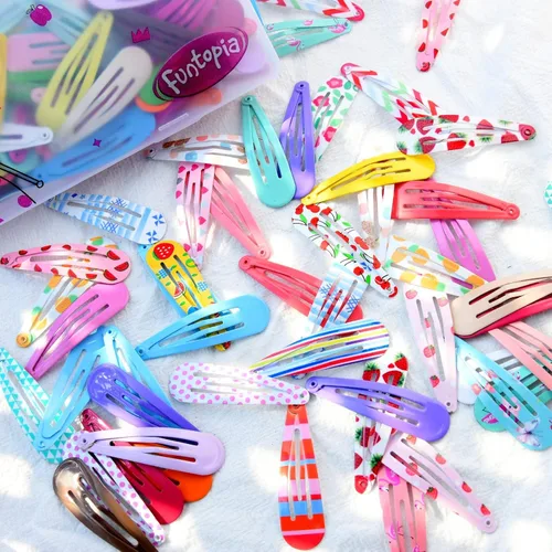 Miniatura 3 de 120 pasadores Funtopia de 2 pulgadas de color caramelo y accesorios de metal antideslizantes para el cabello para niños, adolescentes y mujeres