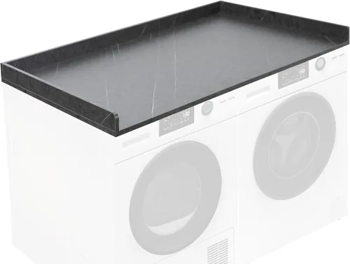 Life Finds Encimera para lavadora secadora de 54 pulgadas con reborde de seguridad para organización de cuarto de lavado, patrón de mármol negro,