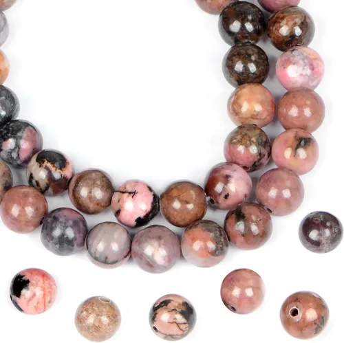 Miniatura 48 de AD Beads Cuentas redondas sueltas de piedras preciosas naturales de 15 pulgadas para pulseras, collares, aretes, manualidades, manualidades