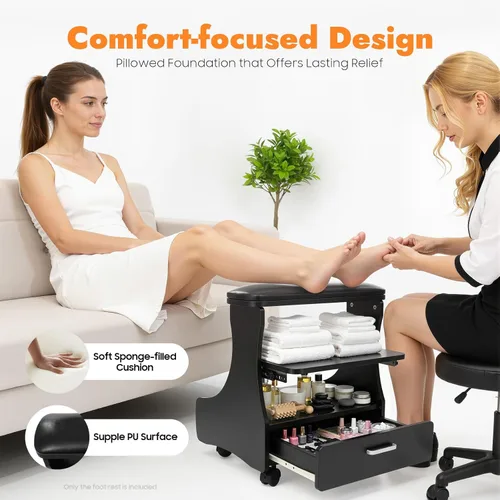 Miniatura 8 de Carrito de baño de pies de pedicura con ruedas, soporte de manicura, carrito portátil de esteticista para salón de belleza o spa de tecnología