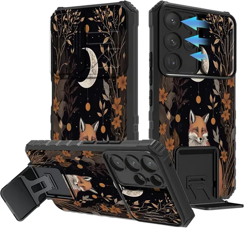Miniatura 779 de Funda para Samsung Galaxy S22 Ultra 5G, Galaxy S22 Ultra con cubierta de cámara deslizante, funda resistente de doble capa con función atril Black