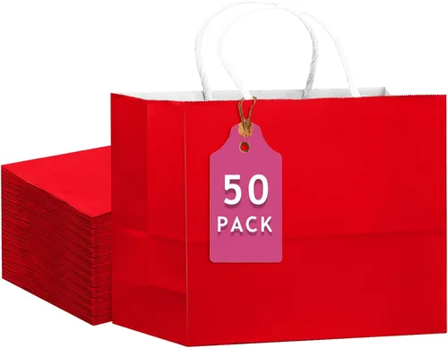 Miniatura 26 de qiqee Paquete de 50 bolsas de regalo de papel negro con asas a granel 13"x10.3"x4.6" bolsas de favor para fiestas de tamaño grande múltiples usos