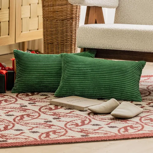 Miniatura 46 de Home Brilliant Fundas de almohada decorativas de terciopelo a rayas de 12 x 20 pulgadas, rectangular, 12 x 20 pulgadas, color azul marino