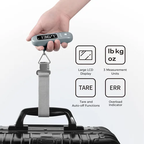 Miniatura 3 de pack all Báscula de equipaje de 110 libras, báscula digital de equipaje de mano, báscula de peso para maleta de viaje con pantalla LCD, batería