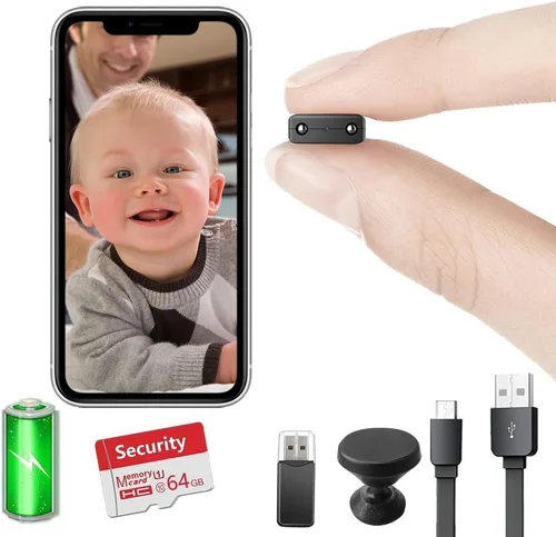 【Gratis 64G】 Cámara de batería inalámbrica más pequeña, cámara de seguridad HD1080P, monitor de bebé, mini cámara, cámara de niñera con visión