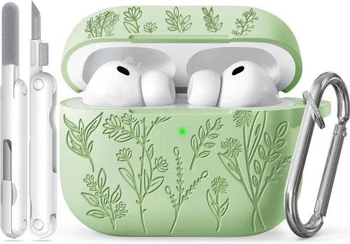 Miniatura 50 de Funda para Airpods Pro 3 con tapa magnética, fundas grabadas con flores para Apple AirPods Pro de 3ª generación 2025, funda de silicona suave