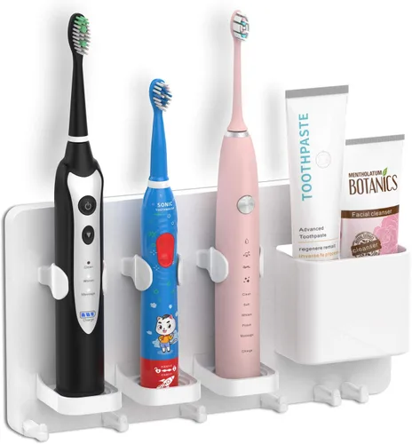 simpletome - Soporte adhesivo para cepillo de dientes eléctrico, montaje en pared, color blanco | No Drilling Required | Adhesive Installation |