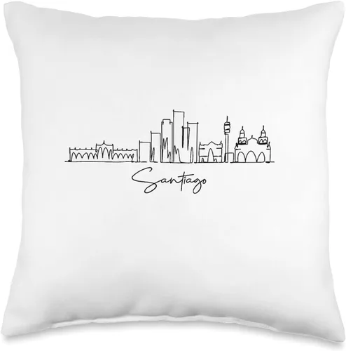 city skyline Retro Santiago Chile City Skyline Travel Souvenir Tourist Retro Santiago Chile - Almohada de 16 x 16 pulgadas, multicolor