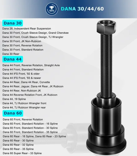 Miniatura 6 de Herramienta de instalación de sello lateral del eje interior para diferenciales delanteros y traseros Dana 30/44/60 compatible con Jeep, Ford