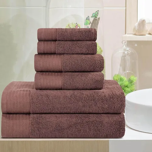 Miniatura 84 de Superior Juego de 6 toallas de 100% algodón egipcio de 500 GSM, 6 piezas, 2 caras, 2 manos, 2 toallas, ideal para baño, cocina o playa, de secado