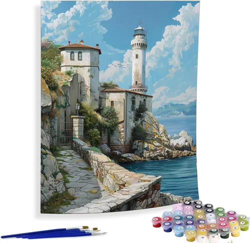 Miniatura 11 de Diymood Pintura por números para adultos, Navidad, pintura al óleo de muñeco de nieve, kits de pintura acrílica por números para niños, adultos