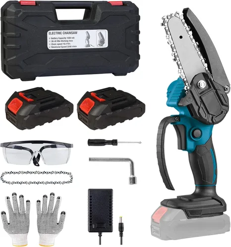 Torin ACP01B Mini motosierra inalámbrica de 4 pulgadas: motosierra portátil eléctrica (alimentada por batería) para cortar madera, poda de jardín,