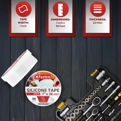 Miniatura 2 de XFasten Cinta autoadhesiva de silicona, para fusión 1 pulgada X 36 pies, Blanco