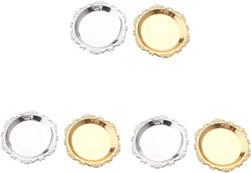 Mini molde para magdalenas, plato antiguo, 6 piezas para pastelería, fruta, boda, bandeja de metal plateado, fiesta, diámetro, decoración de KTV,