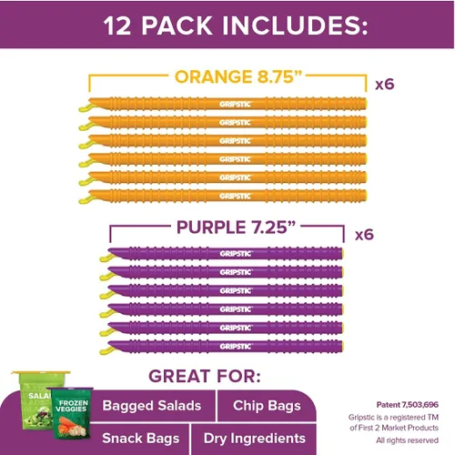 Miniatura 2 de GRIPSTIC Sellador de bolsas - Clips reutilizables para chips, clips para bolsas. Patentado. Sellado hermético e impermeable en bolsas