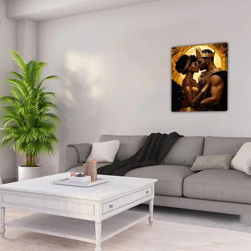 Miniatura 298 de Arte de pared afroamericano, decoración de rey y reina bailarín negro para sala de estar, arte de pareja de amor negro para dormitorio, lienzo