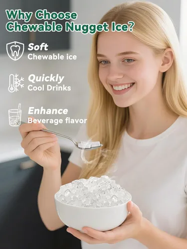 Miniatura 2 de Máquina comercial para hacer hielo en pepitas con contenedor de almacenamiento de 12 libras, 70 libras/24 horas de acero inoxidable debajo