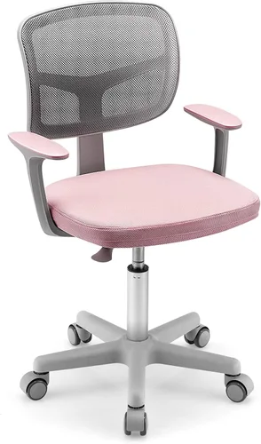 Miniatura 12 de HONEY JOY Silla de escritorio para niños, silla de estudio para niños de altura ajustable, silla giratoria de malla para estudiantes, ruedas Azul