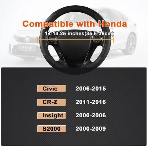 Miniatura 3 de Cubrevolante GIANT PANDA para Honda Civic (2006-2015), CR-Z, Insight, S2000 (Negro-Tamaño Pequeño)