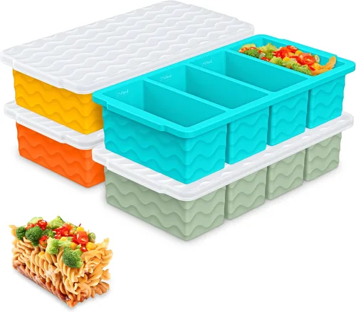 Miniatura 10 de Doasuwish Bandejas de cubitos de hielo para congelador con tapas, 2 cucharadas de 10 cubos cuadrados y bandejas de hielo en forma de corazón, moldes