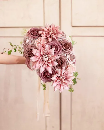 Miniatura 82 de FACINOC Ramos de Rosas Artificiales Naranjas, Juego de Caja de Flores Artificiales con Tallos para DIY, Bodas, Despedidas de Soltera, Decoraciones