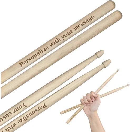 Baquetas personalizadas de tamaño 5A con grabado láser en madera, regalo personalizado para músicos, bateristas, banda - Instrumentos musicales