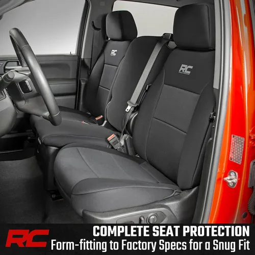 Miniatura 2 de Cubiertas de asiento de neopreno Rough Country para Chevy Silverado y GMC Sierra 1500 (2019-2026) sin almacenamiento trasero ni portavasos