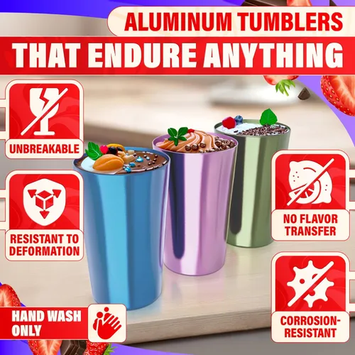 Miniatura 3 de Conjunto de seis vasos de aluminio anodizado