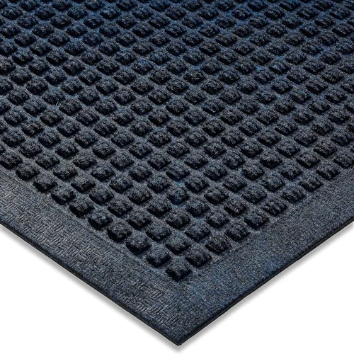 Ecomills Tapete de goma para atrapador de agua, 18 x 30 pulgadas, azul, tapete de entrada absorbente para barro, lluvia, nieve, interior y exterior,