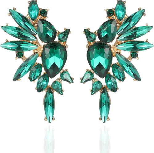 Aretes colgantes vintage con diamantes de imitación para mujer, de moda, con cristales coloridos