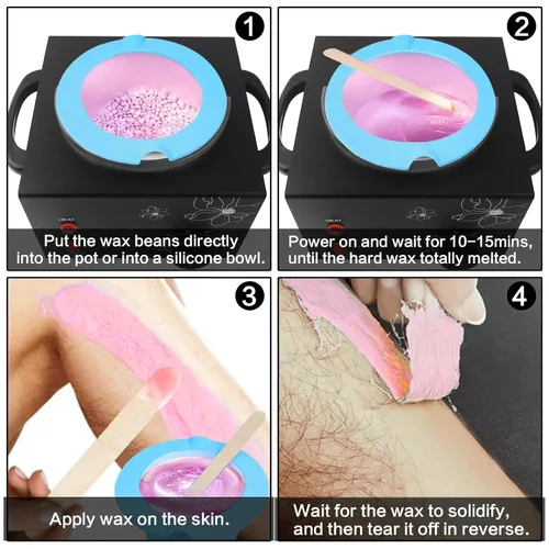 Miniatura 5 de Calentador de cera portátil para depilación sin dolor, calentador de cera profesional para mujeres y hombres con juego de temperatura ajustable, 40