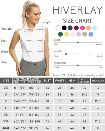 Miniatura 6 de Camisetas tipo polo para mujer, sin mangas, para golf, tenis, UPF 50+, ligeras