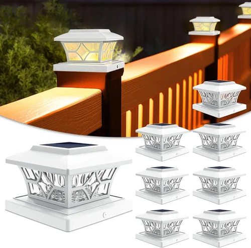 Miniatura 10 de VOLISUN Luces Solares para Postes Exteriores, Luces Solares para Postes de Valla de 4x4 Vinilo/Madera, Luz Solar Negra Impermeable para Poste