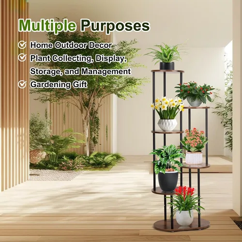 Miniatura 2 de Soporte para plantas de interior – Soporte para plantas de 6 niveles para 7 macetas, estante para plantas de flores, estante grande de madera