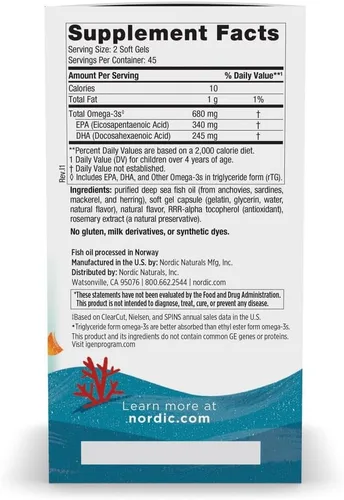 Miniatura 2 de Nordic Naturals Ultimate Omega Jr., Fresa - 90 mini geles blandos - 680 omega-3 totales con EPA y DHA - Salud cerebral, estado de ánimo