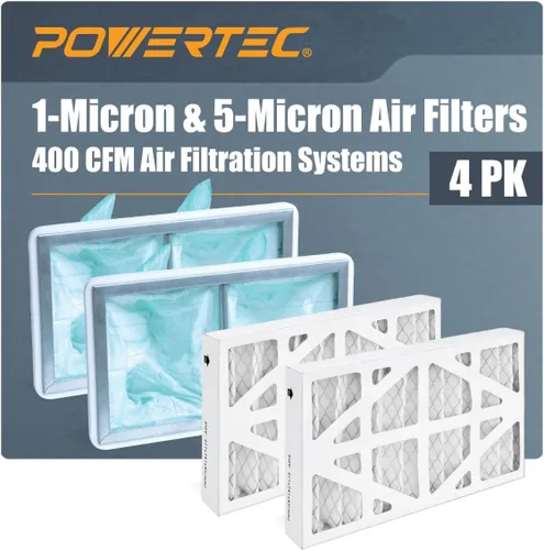 Miniatura 8 de POWERTEC Filtro de Aire Exterior de 5 Micrones para WEN 3410, POWERTEC AF4000/AF4001, Sistema de Filtración de Aire Shop Fox W1830, Repuesto