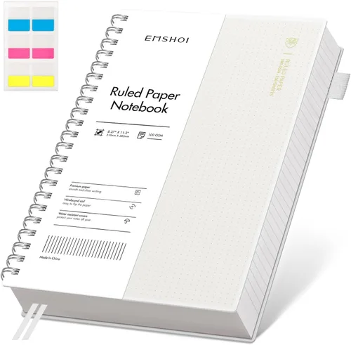 Miniatura 41 de EMSHOI Cuaderno de espiral A4 con rayas universitarias, 11.2" X 8.27", 300 páginas/150 hojas, páginas perforadas fáciles de rasgar, papel grueso