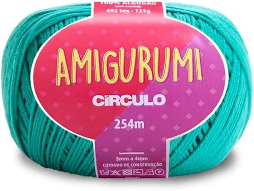 Miniatura 36 de Circulo Amigurumi Yarn, 100% Algodón Virgen Brasileño Mercerizado para Crochet y Tejido, Soft Art - Hilo de Peso Deportivo, 4.4 oz, 278 yardas