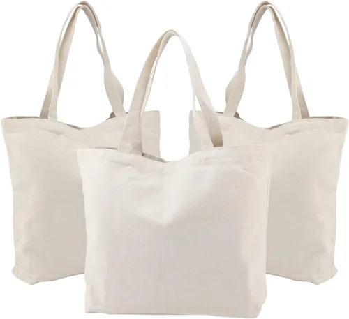 Miniatura 16 de Segarty Bolsa de lona pequeña, paquete de 6 bolsas de lona en blanco de 15 x 16 pulgadas para mujer, bolsa lisa reutilizable con algodón natural